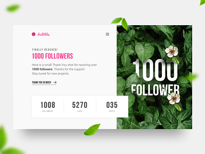1000 Followers design followers header minimal ui ux 1k celebration thanks