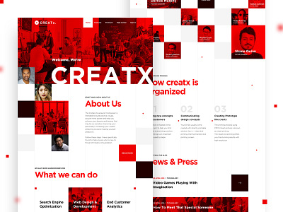 Creatx_Creative Landing Page design user creative grid home landing page parallax ui ux web