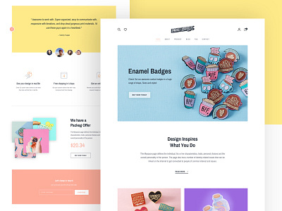 Flaming Flamingos Website Design badges clean design ecommerce header interface landing page shop shopify stickers trendy ui