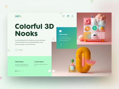 Shoply Web Header clean color colorful creatively design ecommerce header interface landing page minimal product trendy website
