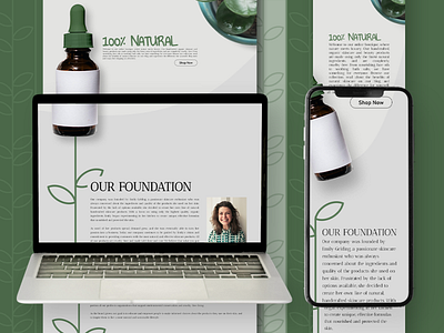 Natural Skincare Demo Site accessibility branding colour design dotbased ecommerce figma graphic design green minimal product render typography vector