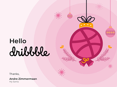 Debut Post christmas debut dribbble first giving hello illustration merry new thank thanks you