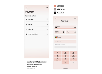 Daily UI #002 : Design a credit card checkout form color pallet credit card page dailyui dailyui002 design system illustration typography ui ux design uxdesign