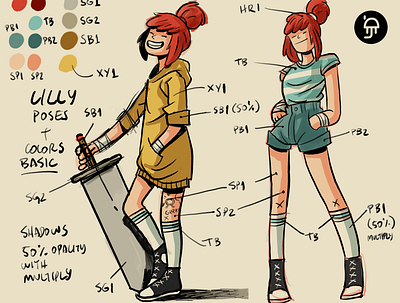 Character poses and color palette character design characterdesign comics design illustration procreate