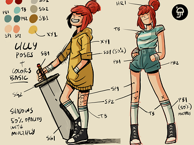 Character poses and color palette