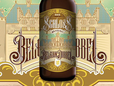 Schloss Belgian Dubbel Label beer branding design graphicdesign illustration illustrator label lettering letters packaging typography vector vintage