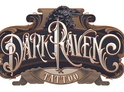 Dark Raven Tattoo Logotype branding design graphicdesign illustration lettering letters logo typography vector vintage