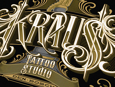 Kraus Tattoo Studio branding design graphicdesign illustration lettering letters logo tattoo typography vector vintage