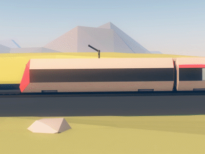 3d train 3d after affects animation c4d gif low poly station train
