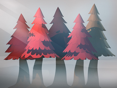forest mist 3d blender forest illustration landscape photoshop tree