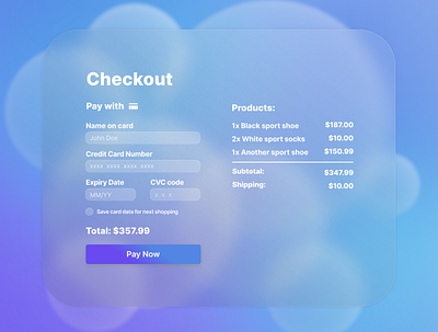 Credit Card Checkout - Aurora UI Gradient aurora gradient checkout credit card dailyui form payment ui ui design uiux user interface