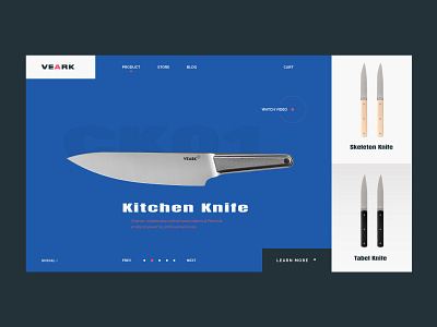 Knife Store // Main Page blue and white clean design ecommerce gray homepage interface knife layout main minimal promo website scandinavian style store ux ui web website