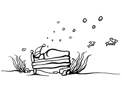 deep sleep bed bottom bottom of the ocean bubbles clean fish illustration lineart loved man minimalist nap ocean oceanic relax relaxing sea seaweed sleep sleeping