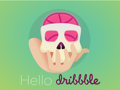 Hello Dribbble brain debut erudito hamlet hello invitation skull thanks