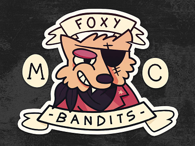 Foxy Bandit M.C. animal bad badge club fox motorcycle scroll sticker