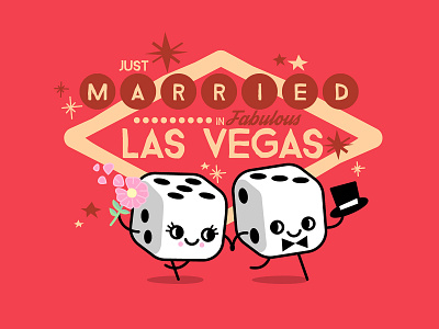 Just Married character character design cute design dice gamble illustration illustrator las vegas love vector wedding wedding card weddings