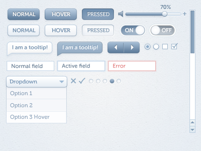 Blue UI Kit (In Progress Forever) dropdowns ui buttons ui kit