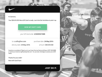 Nike eGift Card Receipt Concept email nike receipt ui ux