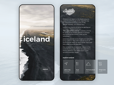 Travel app - Iceland adobe xd app app design design iceland interaction design project travel travel app ui uiux ux