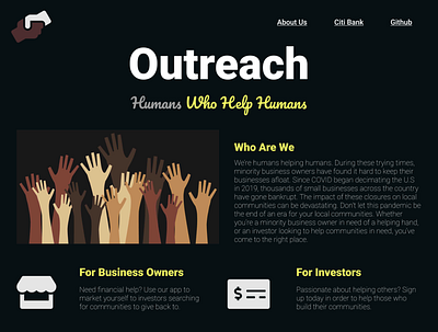 Outreach: Humans Who Help Humans graphic design ui