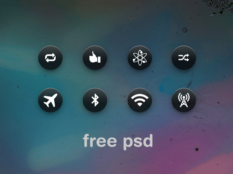 Bubble Toggles [PSD] apple audio bluetooth bubble cellular color download free ios music psd radio settings toggle wifi