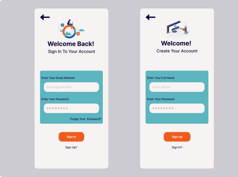 sign-in/sign-up by farnaz dehdar on Dribbble