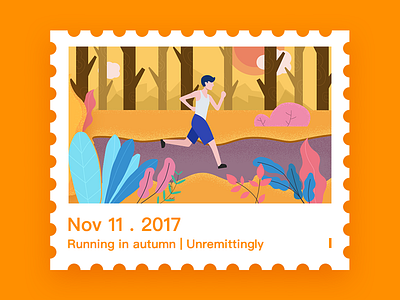 Running In Autumn autumn illustration run sport unremittingly