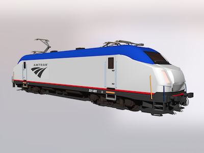 Locomotive 3d 3dmodel amtrak design fictional locomotive rail railways sketchup train