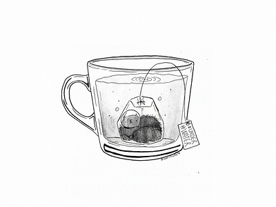 Inktober day4 black and white cat cose illustrate cup of tea cute draw handmade illustration ink inktober inktober2017 tea