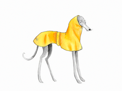 Inktober day5 cose illustrate cute dog draw greyhound handmade illustration ink inktober inktober2017 rain yellow