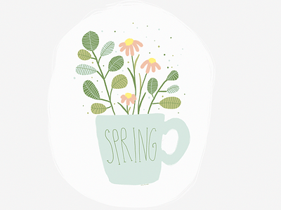 Cup Of Spring cool cup cute draw flower funny illustration illustrations love pastel sketch spring