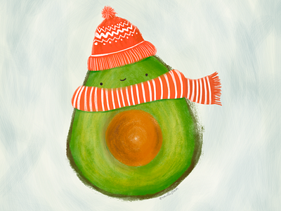 Avocold art avocado cold cose illustrate cute digital draw food food illustration funny illustration illustrations winter