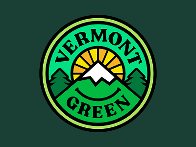 Vermont Green FC badge club crest football green logo mountain smile soccer sun trees vermont