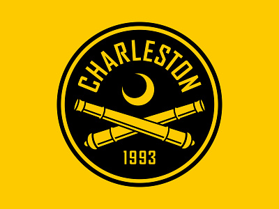 Charleston Battery badge black cannons crescent crest logo moon soccer south carolina usl