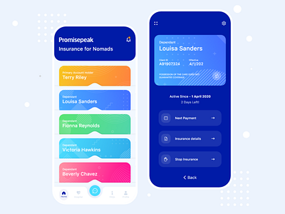 Insurance Application amount android animation app card colorful colors creoeuvre dribbble icons illustraion illustration insurance ios mobile money payment ui ux