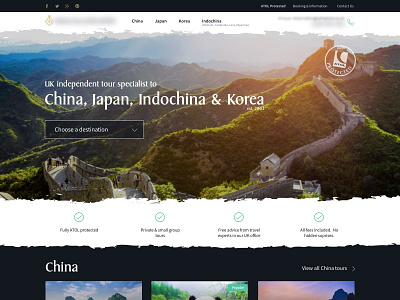 Travel website homepage