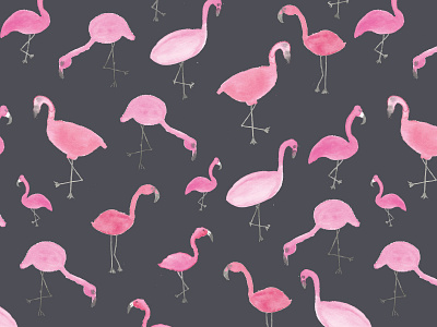 Watercolor Flamingos Pattern birds flamingos florida pattern pink repeating