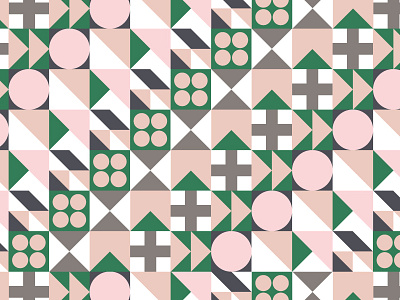 Pink and Green Geometry circles geometric green pattern pink squares surface triangles wrapping paper