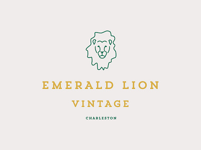 Emerald Lion Vintage animal charleston emerald green lion logo mustard vintage yellow