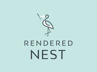 Rendered Nest Logo baby bird blue children home decor icon illustration kids nest nursery paintbrush stork