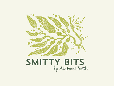 Smitty Bits Logo By Erika Firm art artist block printed california coast handmade kelp leaf leaves natural nature rustic