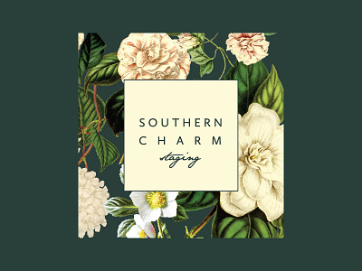 Southern Charm Staging Logo By Erika Firm botanical floral flowers gardenia home magnolia natural real estate southern southern charm staging