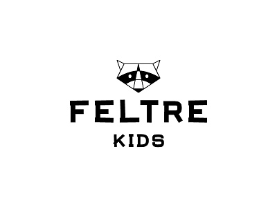 Feltre Kids Raccoon Logo animal black and white children cosmetics cute erika firm kids raccoon soap typographic uppercase vector