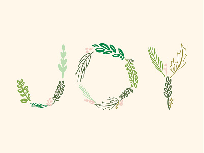 Leaf Lettering Joy bough branches christmas doodles erika firm holiday holly joy leaves wreath