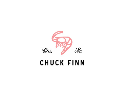 Chuck Finn Shrimp Logo animals charleston clothing coastal cute kids line art nautical pink shrimp sketch south carolina