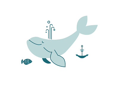 Happy Whale, Fish and Anchor anchor apparel baby erika firm fish icon kids nautical vector whale
