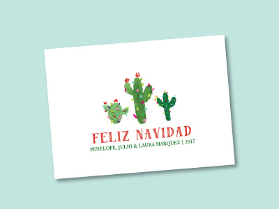 Feliz Navidad Cactus Holiday Card cactus cards christmas christmas lights erika firm feliz navidad greeting cards holidays painted spanish watercolor