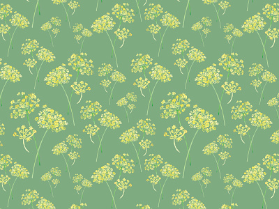 Dillweed Pattern botanical fabric floral flowers green pattern repeating spring summer watercolor weed yellow