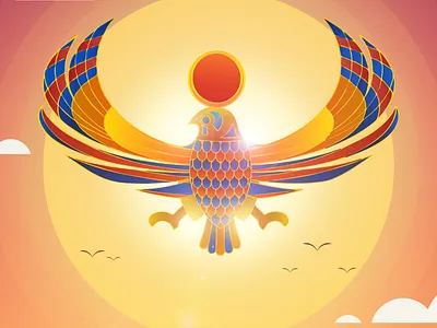 Horus on the sun art book branding design egypt egyptian horas icon illustration logo vector web