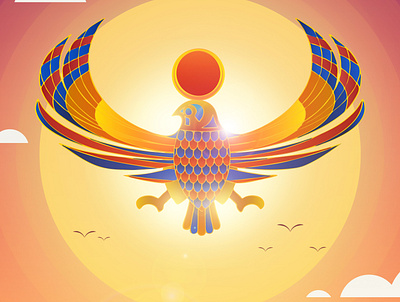 Horus on the sun art book branding design egypt egyptian horas icon illustration logo vector web